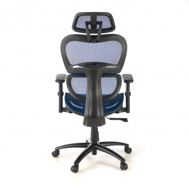 chaise ergonomique bleu structure noire maille accoudoirs reglables 3d double soutien lombaire appui tete 8