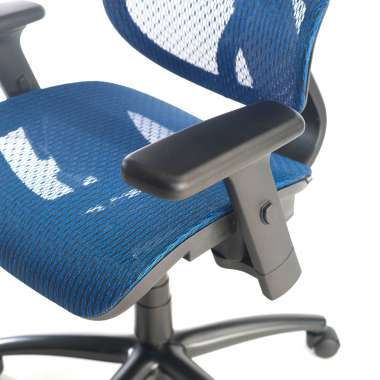 chaise ergonomique bleu structure noire maille accoudoirs reglables 3d double soutien lombaire appui tete 6