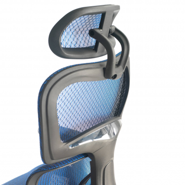 chaise ergonomique bleu structure noire maille accoudoirs reglables 3d double soutien lombaire appui tete 7