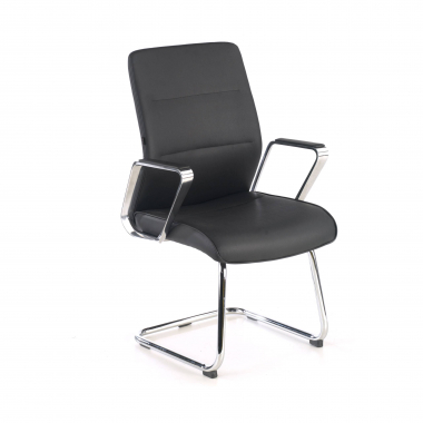 chaise de conference noir structure pietement luge simil cuir accoudoirs rembourres 1