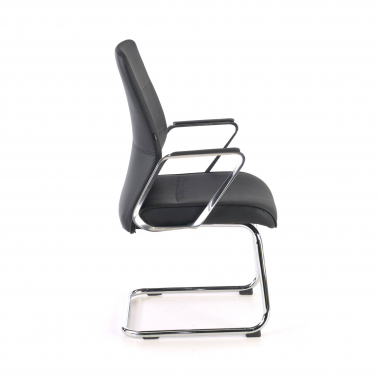 chaise de conference noir structure pietement luge simil cuir accoudoirs rembourres 7