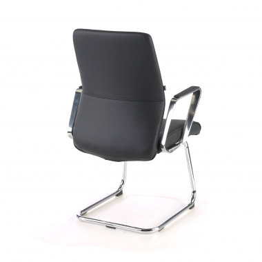 chaise de conference noir structure pietement luge simil cuir accoudoirs rembourres 8