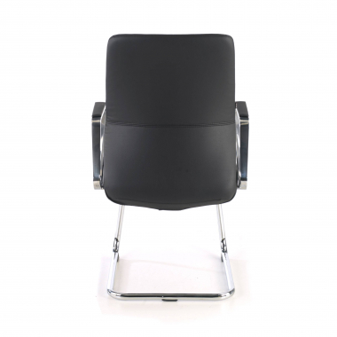 chaise de conference noir structure pietement luge simil cuir accoudoirs rembourres 9