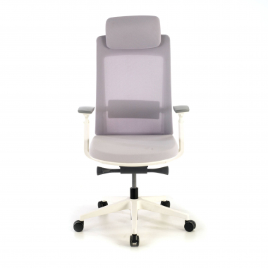 chaise ergonomique blanc gris structure blanche tissu accoudoirs reglables 3d 4