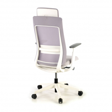 chaise ergonomique blanc gris structure blanche tissu accoudoirs reglables 3d 7