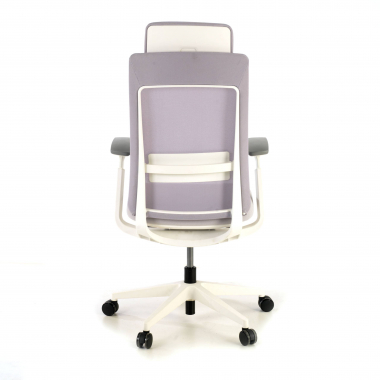 chaise ergonomique blanc gris structure blanche tissu accoudoirs reglables 3d 9