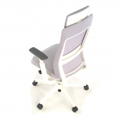 chaise ergonomique blanc gris structure blanche tissu accoudoirs reglables 3d 8