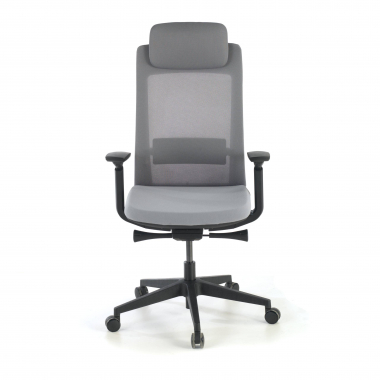 chaise ergonomique gris structure noire tissu accoudoirs reglables 3d 4