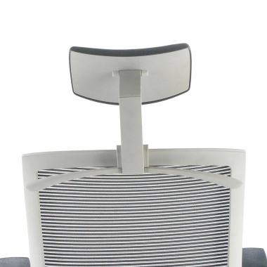 chaise ergonomique blanc gris structure blanche appui tete maille accoudoirs reglables 1d soutien lombaire appui tete 5
