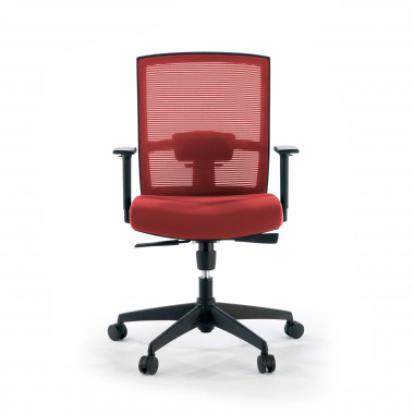 chaise ergonomique rouge structure noire maille accoudoirs reglables 1d soutien lombaire 4