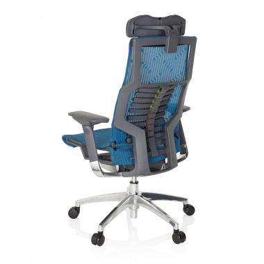 chaise de bureau pas cher bleu structure noire maille accoudoirs reglables 4d soutien lombaire appui tete 9