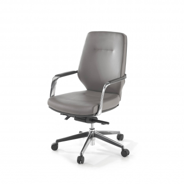 fauteuil de bureau gris dossier bas bicolore simil cuir accoudoirs rembourres 7