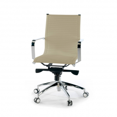 fauteuil de bureau beige structure chromee similicuir simil cuir accoudoirs fixes 8