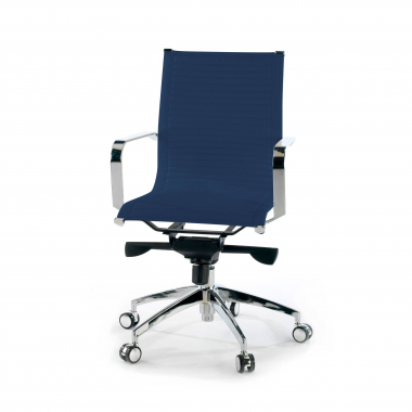 fauteuil de bureau bleu structure chromee similicuir simil cuir accoudoirs fixes 7