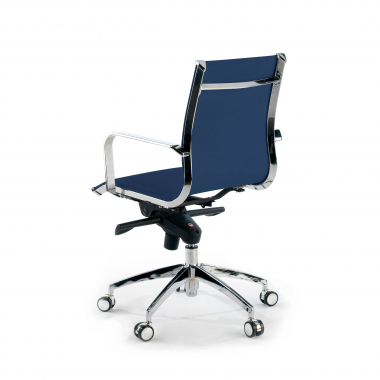 fauteuil de bureau bleu structure chromee similicuir simil cuir accoudoirs fixes 8