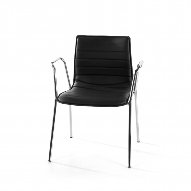 chaise visiteur noir avec des bras simil cuir accoudoirs fixes 8