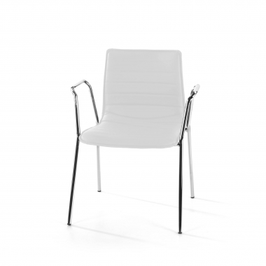 chaise visiteur blanc avec des bras simil cuir accoudoirs fixes 8