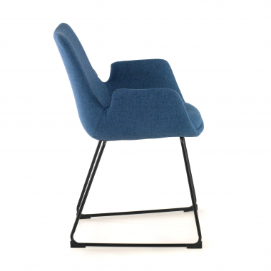 chaise de conference bleu structure pietement luge tissu accoudoirs fixes 6