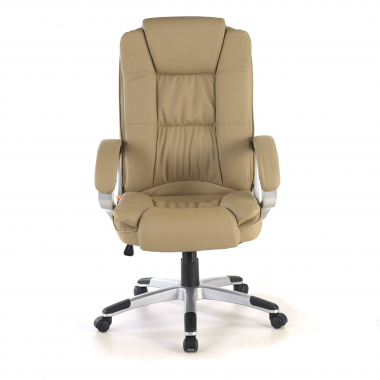 fauteuil de bureau beige baviere simil cuir accoudoirs rembourres 3
