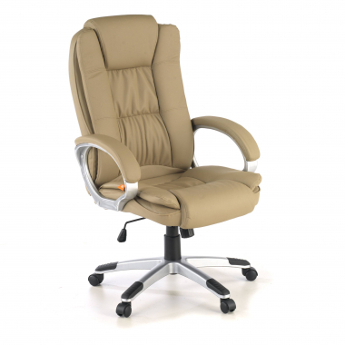 fauteuil de bureau beige baviere simil cuir accoudoirs rembourres 1