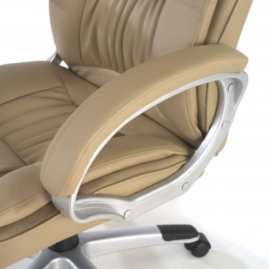 fauteuil de bureau beige baviere simil cuir accoudoirs rembourres 5