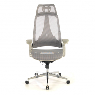 chaise ergonomique blanc gris thunder maille accoudoirs reglables 3d soutien lombaire appui tete 5