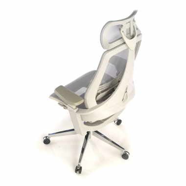chaise ergonomique blanc gris thunder maille accoudoirs reglables 3d soutien lombaire appui tete 10