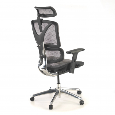 chaise ergonomique gris focus maille accoudoirs reglables 3d soutien lombaire 8