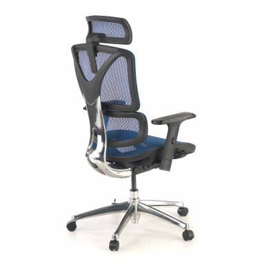 chaise ergonomique bleu focus maille accoudoirs reglables 3d soutien lombaire 7
