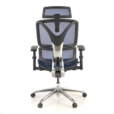 chaise ergonomique bleu focus maille accoudoirs reglables 3d soutien lombaire 9