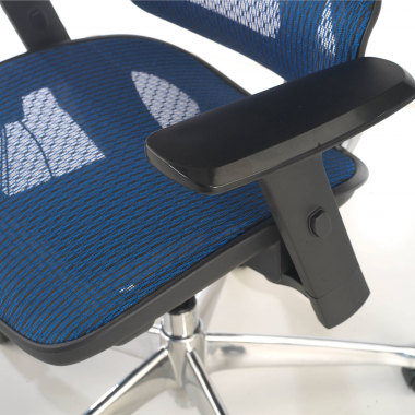 chaise ergonomique bleu focus maille accoudoirs reglables 3d soutien lombaire 8