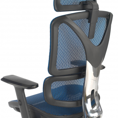 chaise ergonomique bleu focus maille accoudoirs reglables 3d soutien lombaire 6