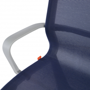 chaise de bureau design blanc bleu structure noire maille accoudoirs fixes 4