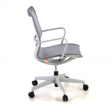 chaise de bureau design blanc gris structure noire maille accoudoirs fixes 7