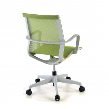 chaise de bureau design blanc vert structure noire maille accoudoirs fixes 7