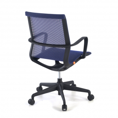 chaise de bureau bleu structure blanche maille accoudoirs fixes 5