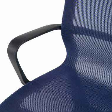 chaise de bureau bleu structure blanche maille accoudoirs fixes 7