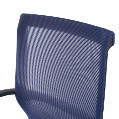 chaise de bureau bleu structure blanche maille accoudoirs fixes 8