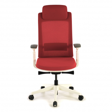 chaise ergonomique blanc rouge structure blanche tissu accoudoirs reglables 3d 4