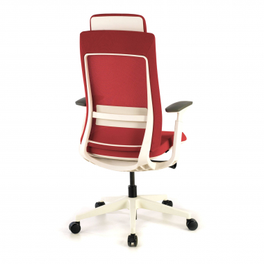 chaise ergonomique blanc rouge structure blanche tissu accoudoirs reglables 3d 9