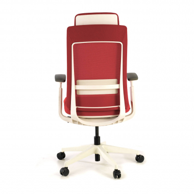 chaise ergonomique blanc rouge structure blanche tissu accoudoirs reglables 3d 8