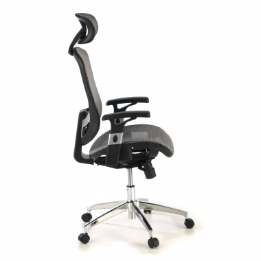 chaise de bureau gris flex maille accoudoirs mobiles soutien lombaire appui tete 4