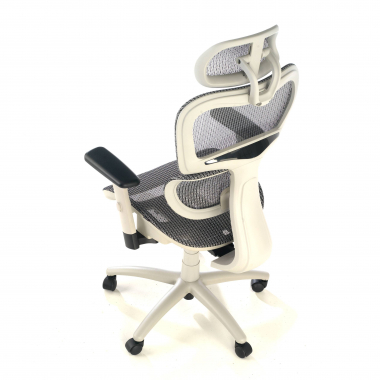 chaise ergonomique blanc gris structure blanche maille accoudoirs reglables 3d double soutien lombaire appui tete 9