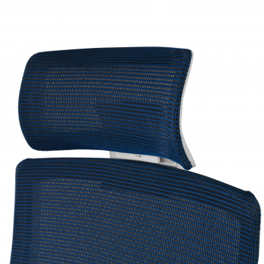 chaise de bureau blanc bleu boston maille accoudoirs reglables 3d appui tete 8