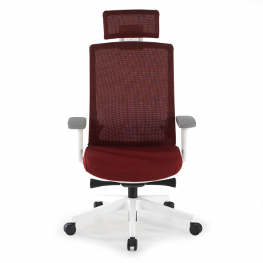 chaise de bureau blanc rouge boston maille accoudoirs reglables 3d appui tete 5