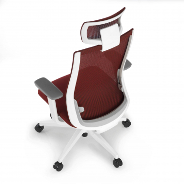 chaise de bureau blanc rouge boston maille accoudoirs reglables 3d appui tete 9