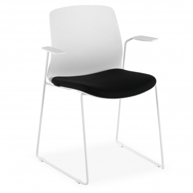 chaise de conference blanc noir chaise avec accoudoirs tissu accoudoirs fixes 1