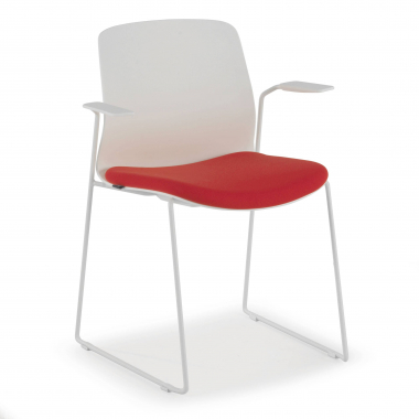 chaise de conference blanc rouge chaise avec accoudoirs tissu accoudoirs fixes 1