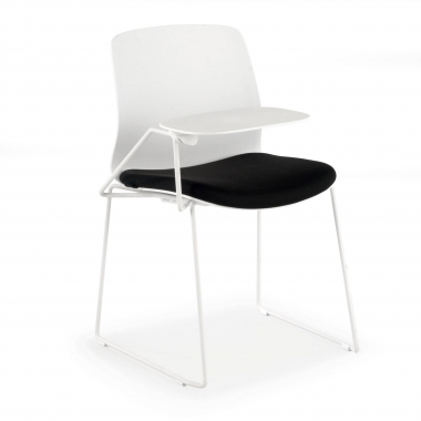 chaise avec tablette blanc noir chaise avec tablette d ecriture tissu sans accoudoirs 1