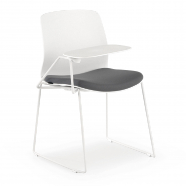 chaise avec tablette blanc gris chaise avec tablette d ecriture tissu sans accoudoirs 1